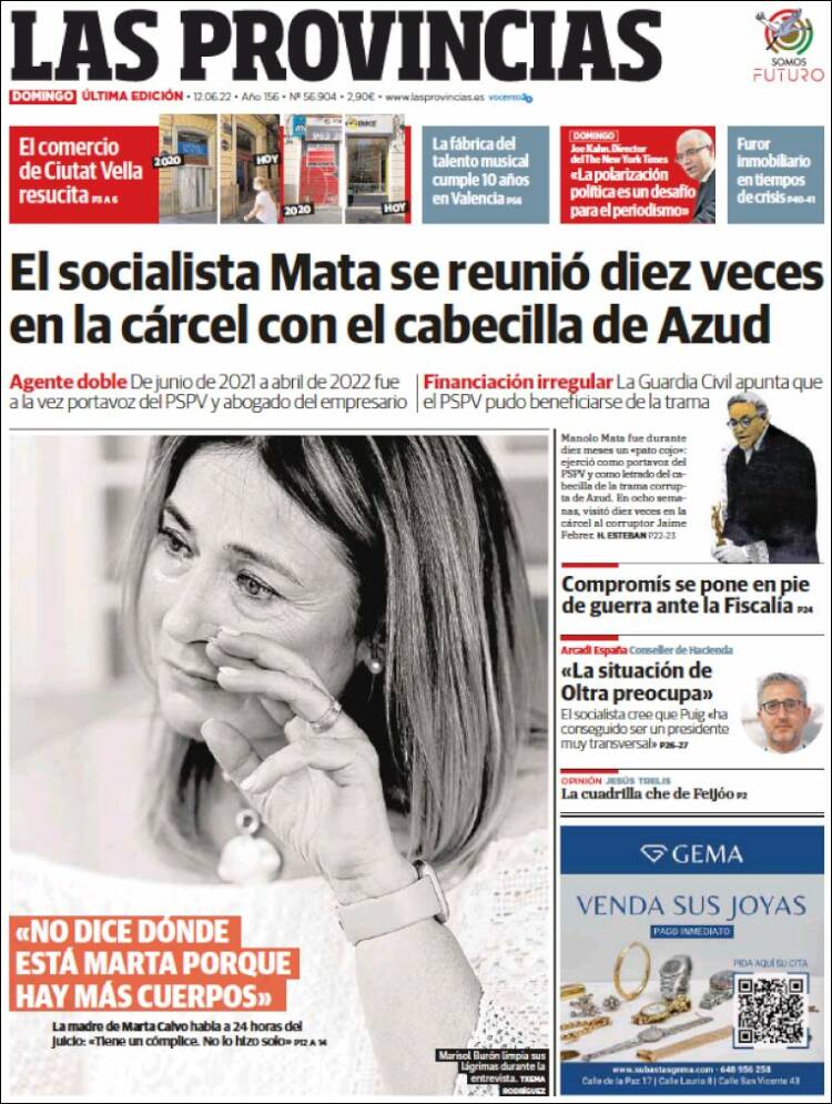 Portada de Las Provincias (España)