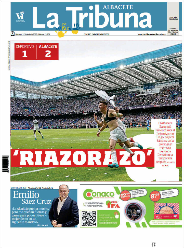 Portada de La Tribuna de Albacete (España)