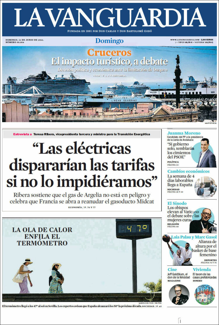 Portada de La Vanguardia (España)