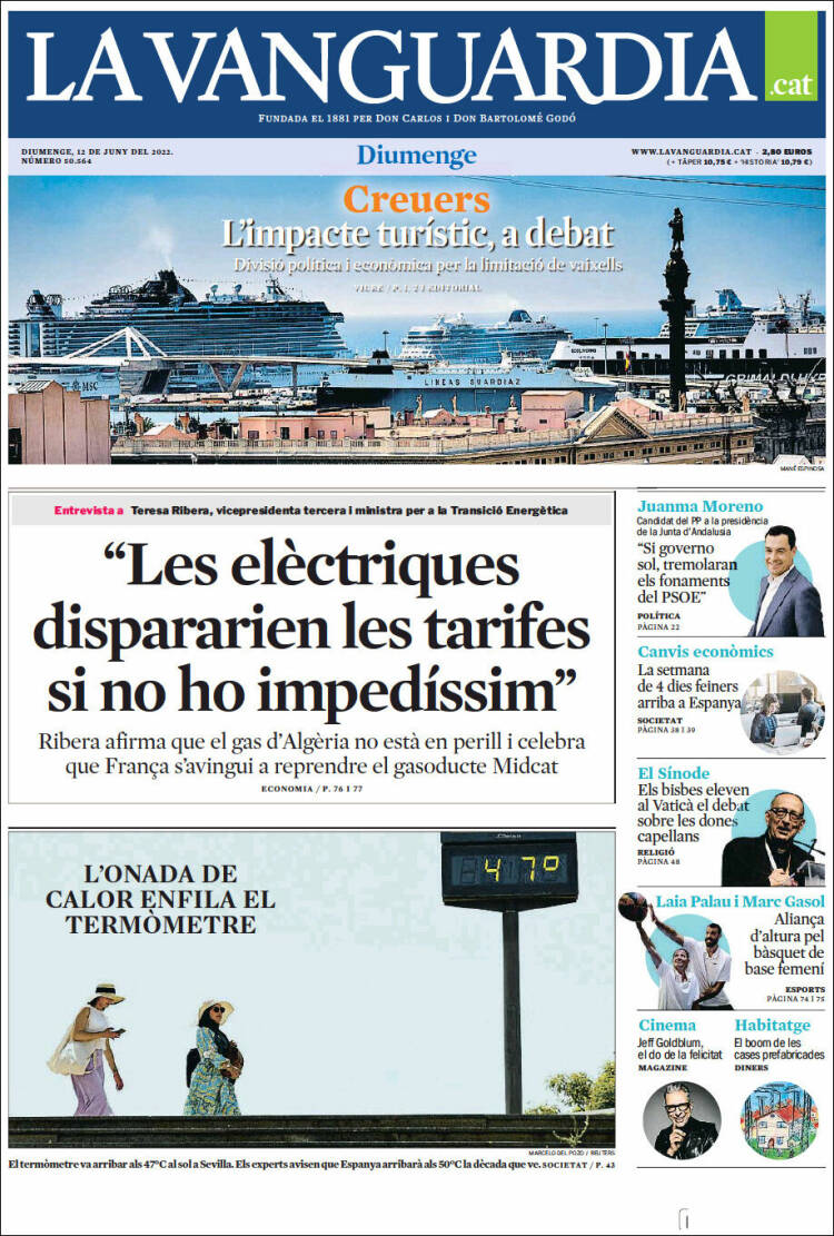 Portada de La Vanguardia (España)