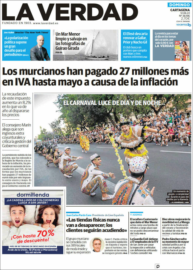 Portada de La Verdad de Cartagena (España)