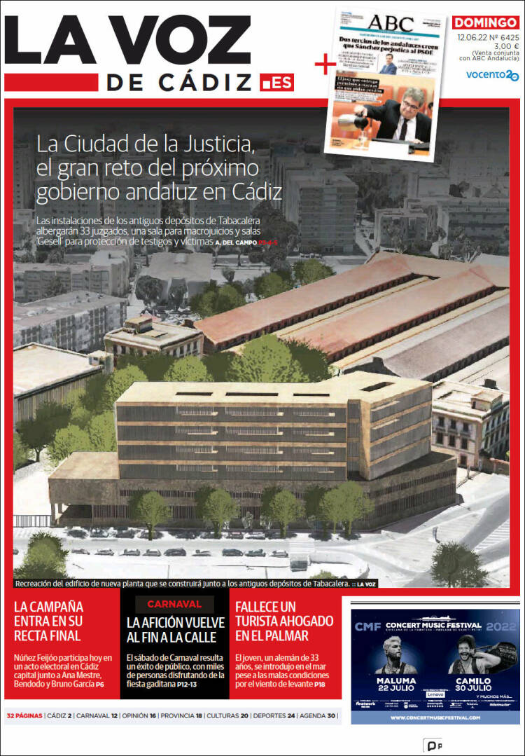 Portada de La Voz de Cádiz (España)