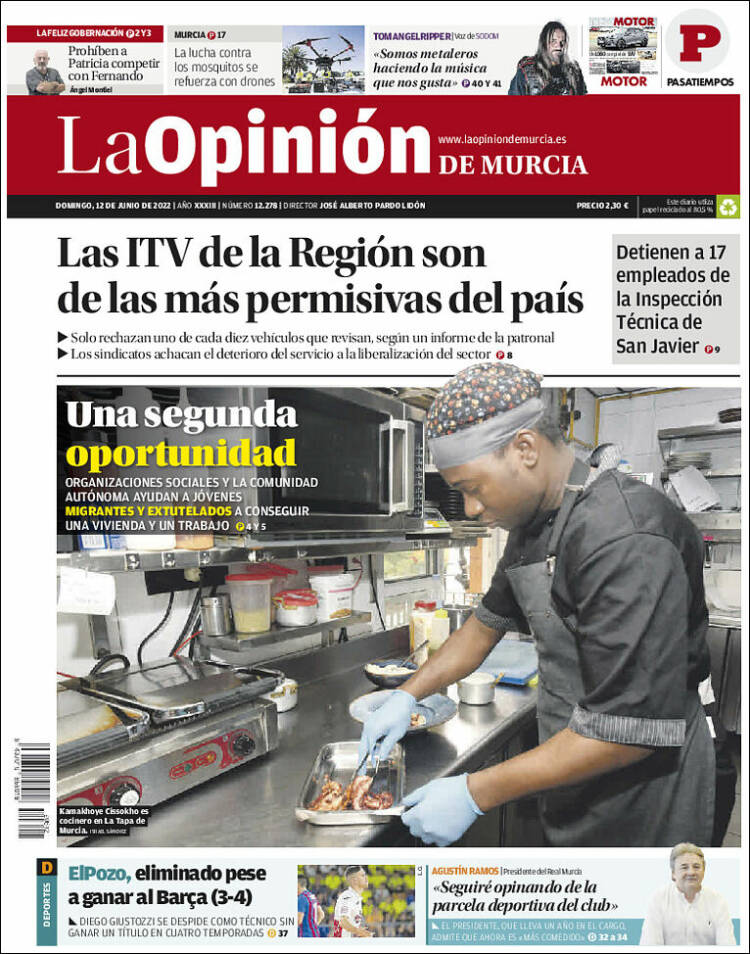 Portada de La Opinión de Murcia (España)