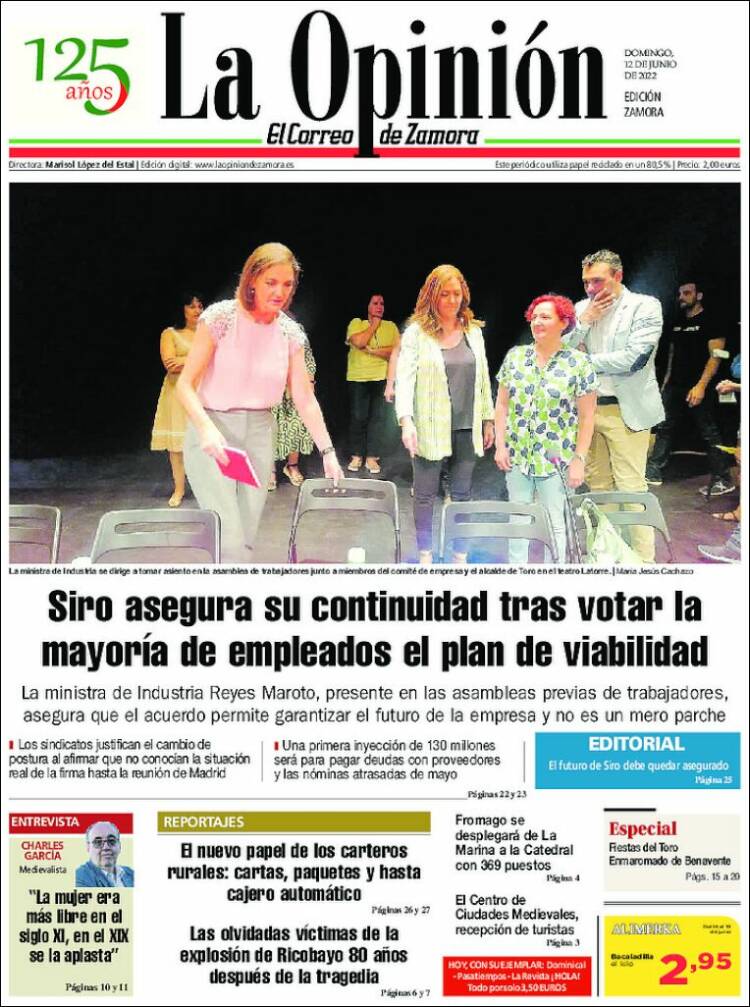 Portada de La Opinión - El Correo de Zamora (España)