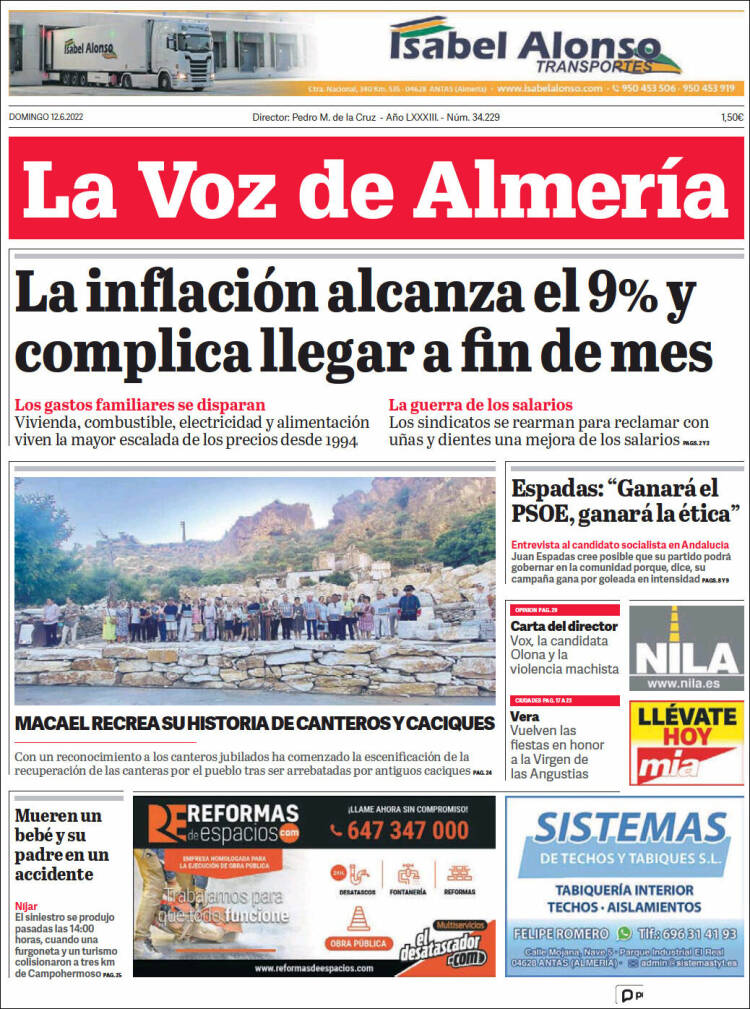 Portada de La Voz de Almería (España)