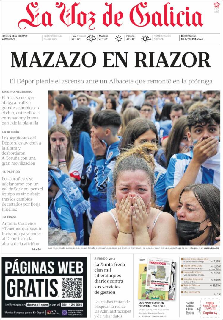 Portada de La Voz de Galicia (España)