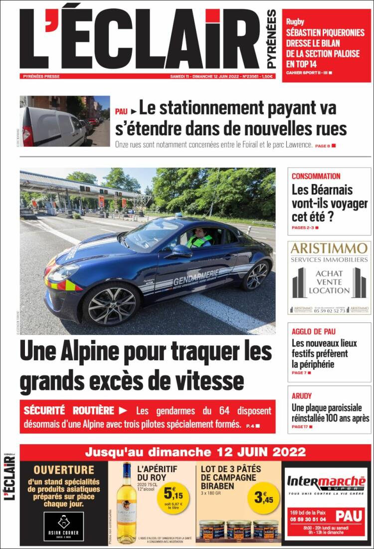 Portada de L'Eclair des Pyrénées (France)