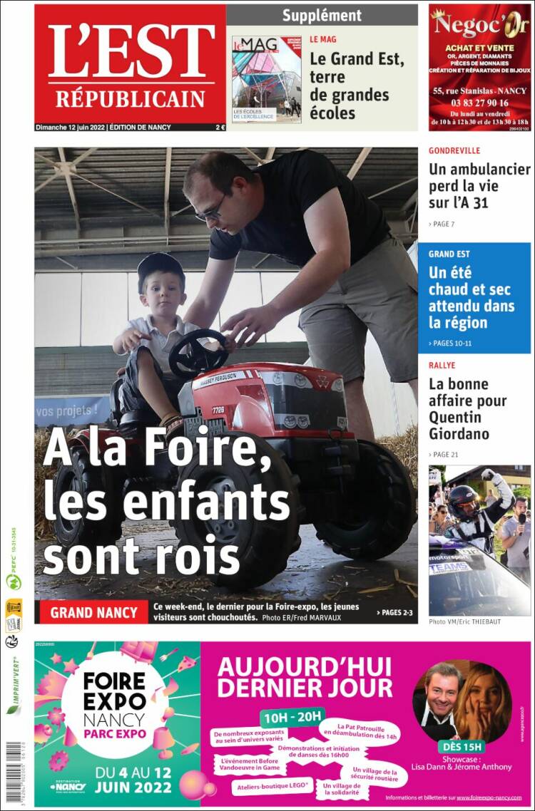 Portada de L'Est Republicain (France)