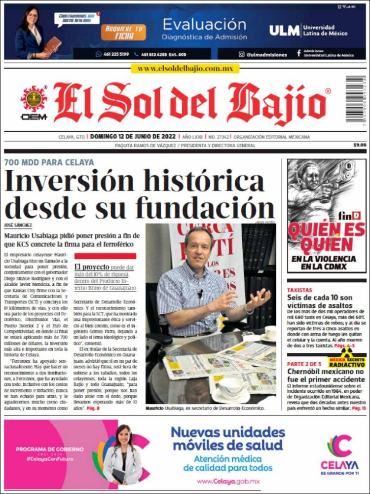 Portada de El Sol del Bajio (Mexique)