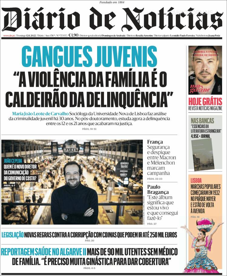 Portada de Diário de Noticias (Portugal)