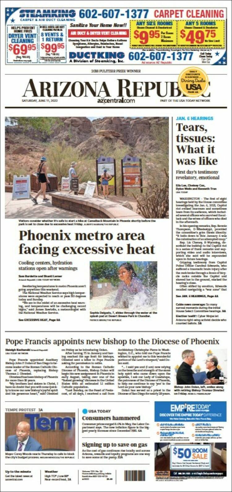 Portada de Arizona Republic News (USA)