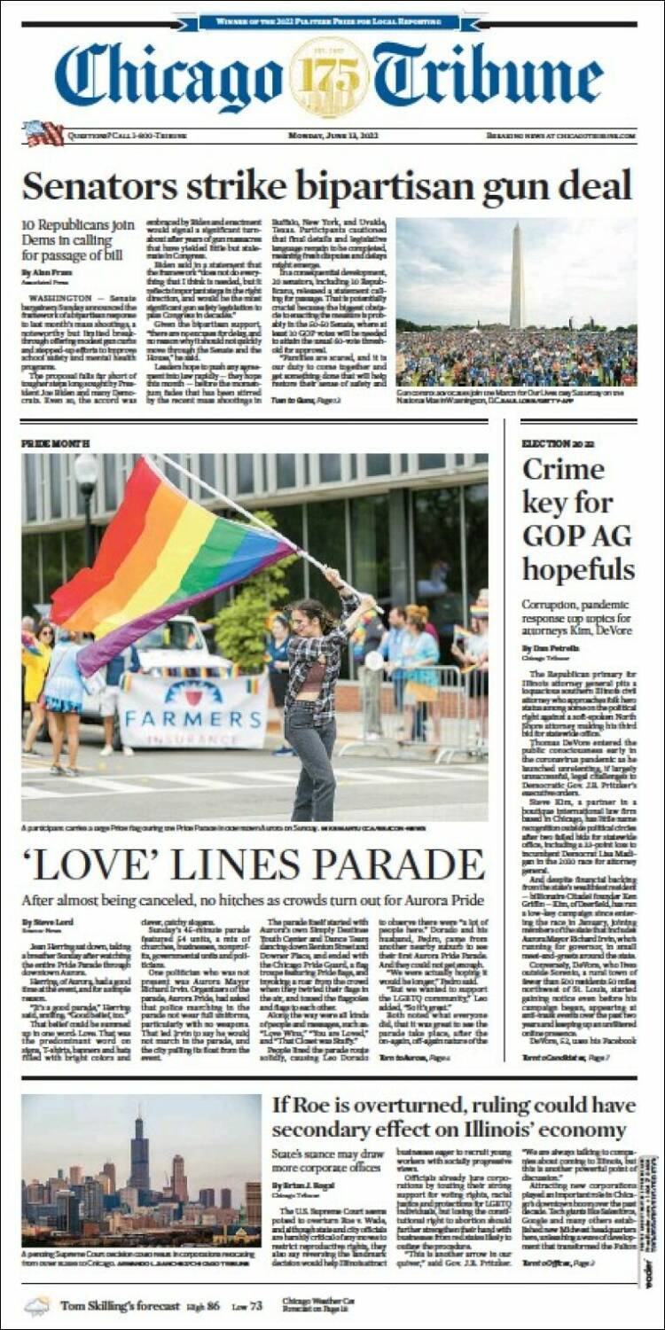 Portada de Chicago Tribune (USA)