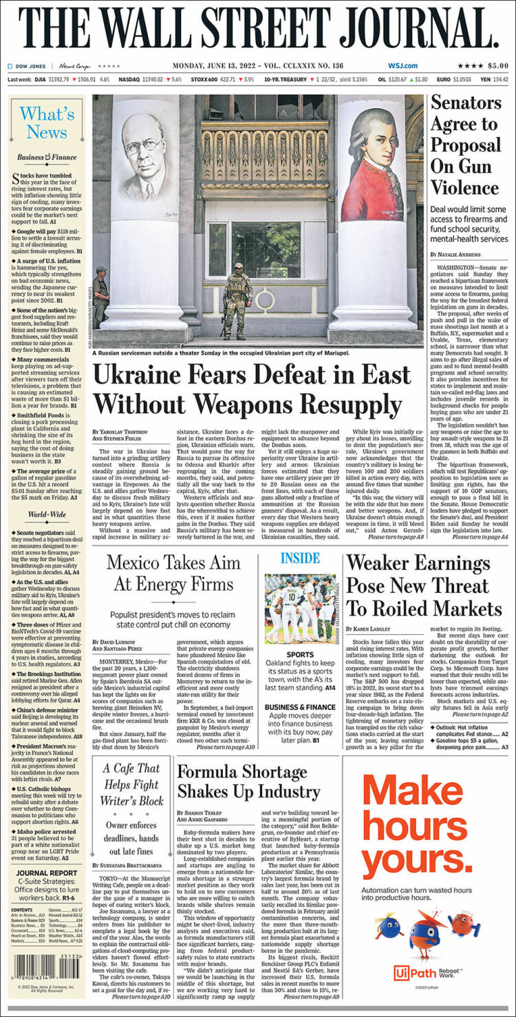 Portada de Wall Street Journal (USA)