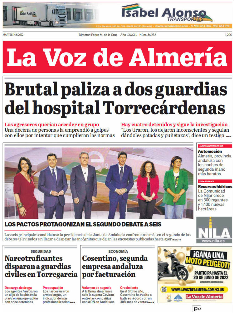 Portada de La Voz de Almería (España)