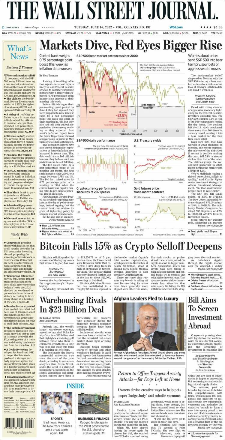 Portada de Wall Street Journal (USA)