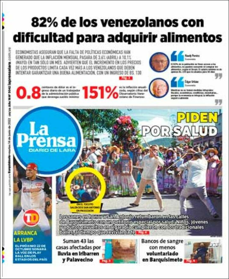 Portada de La Prensa de Lara (Venezuela)