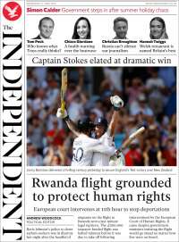 Portada de The Independent (Reino Unido)