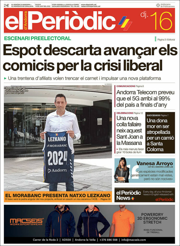 Portada de El Periòdic d'Andorra (Andorra)