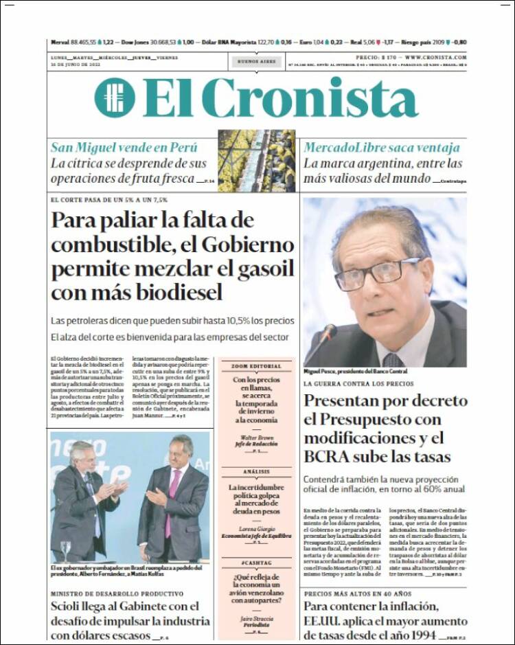 Portada de El Cronista Comercial (Argentina)
