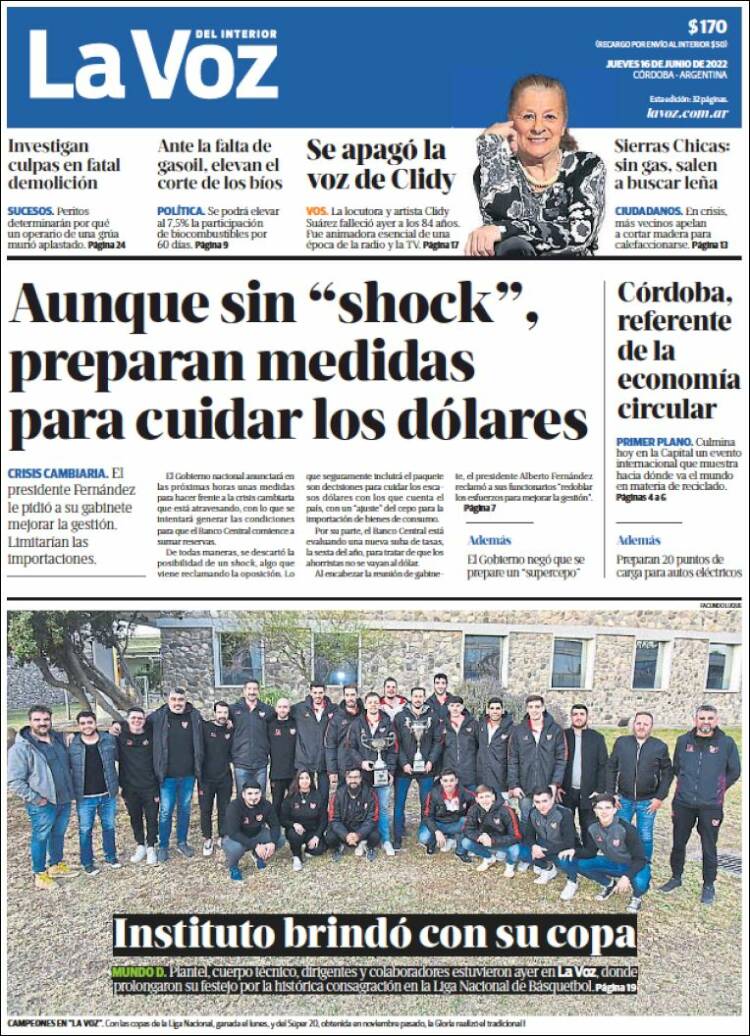 Portada de La Voz del Interior (Argentina)