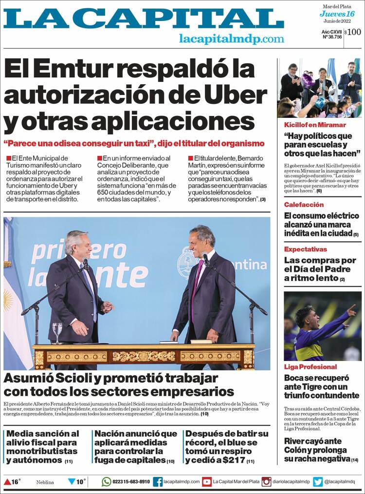 Portada de Diario La Capital - Mar del Plata (Argentina)