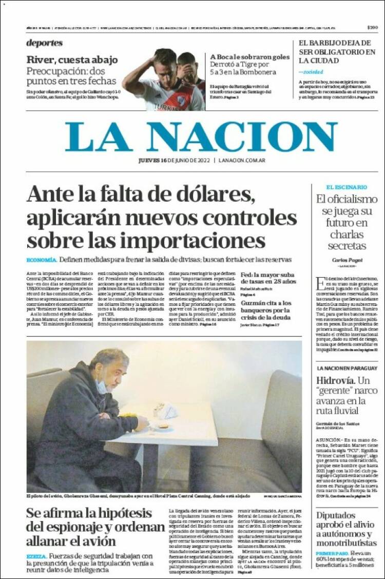 Portada de La Nación (Argentina)