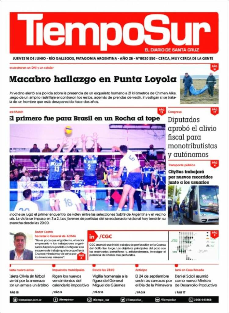 Portada de Tiempo Sur (Argentina)