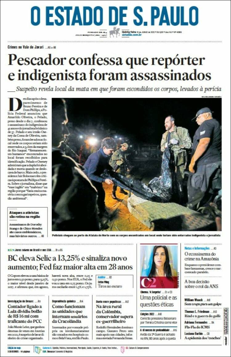Portada de O Estado de São Paulo (Brasil)