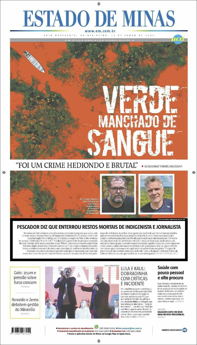 Portada de Jornal Estado de Minas (Brasil)