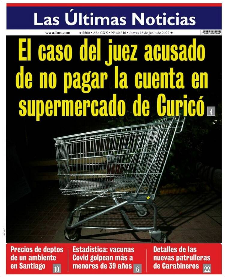 Portada de Las Últimas Noticias (Chile)