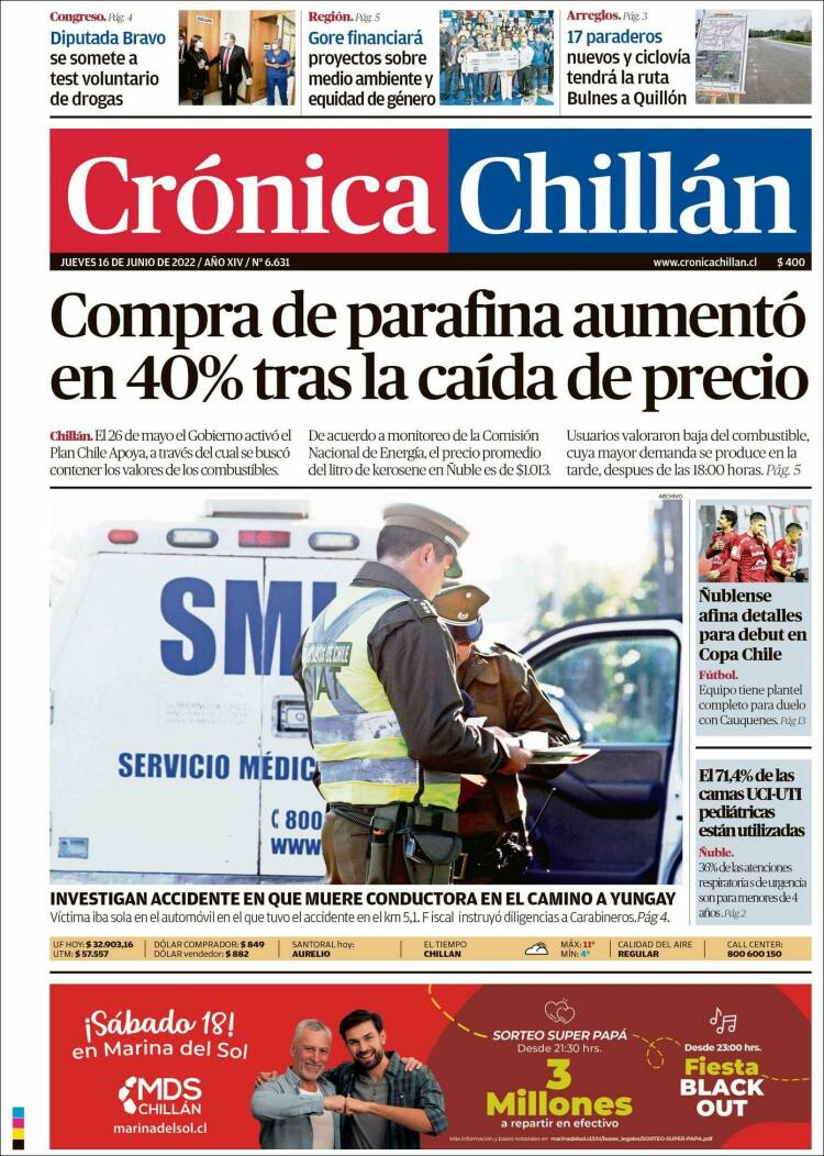 Portada de Crónica Chillán (Chile)
