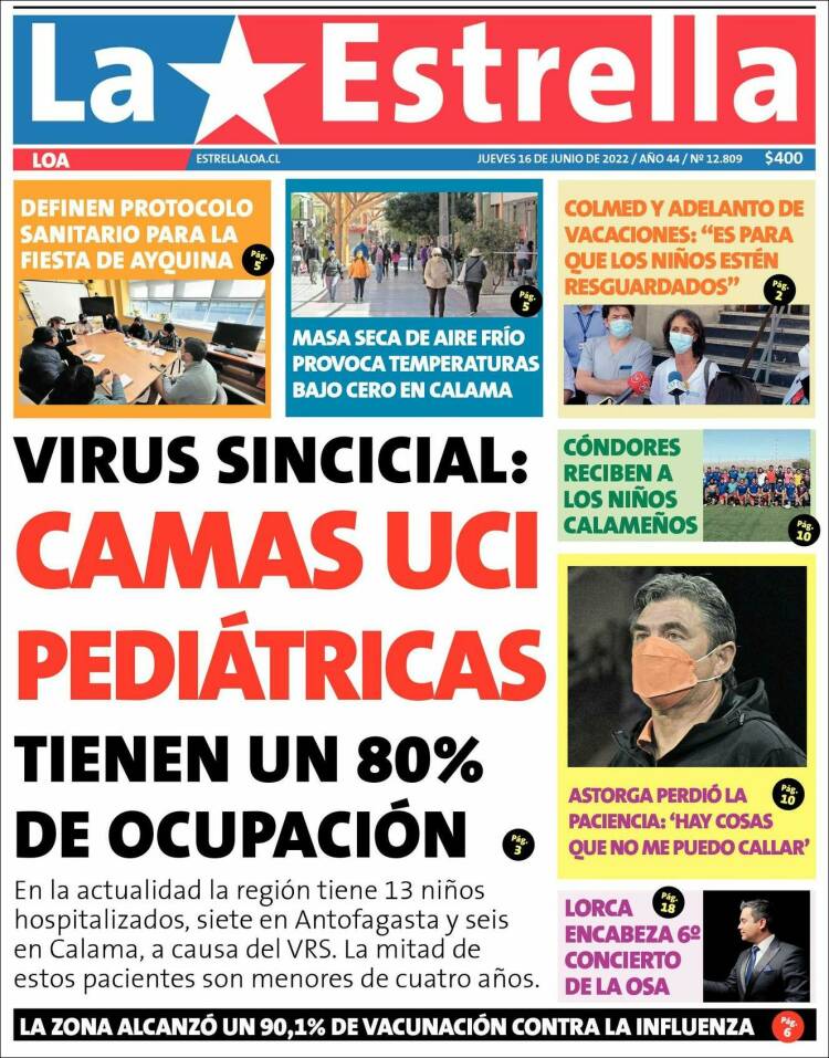 Portada de La Estrella de Loa (Chile)