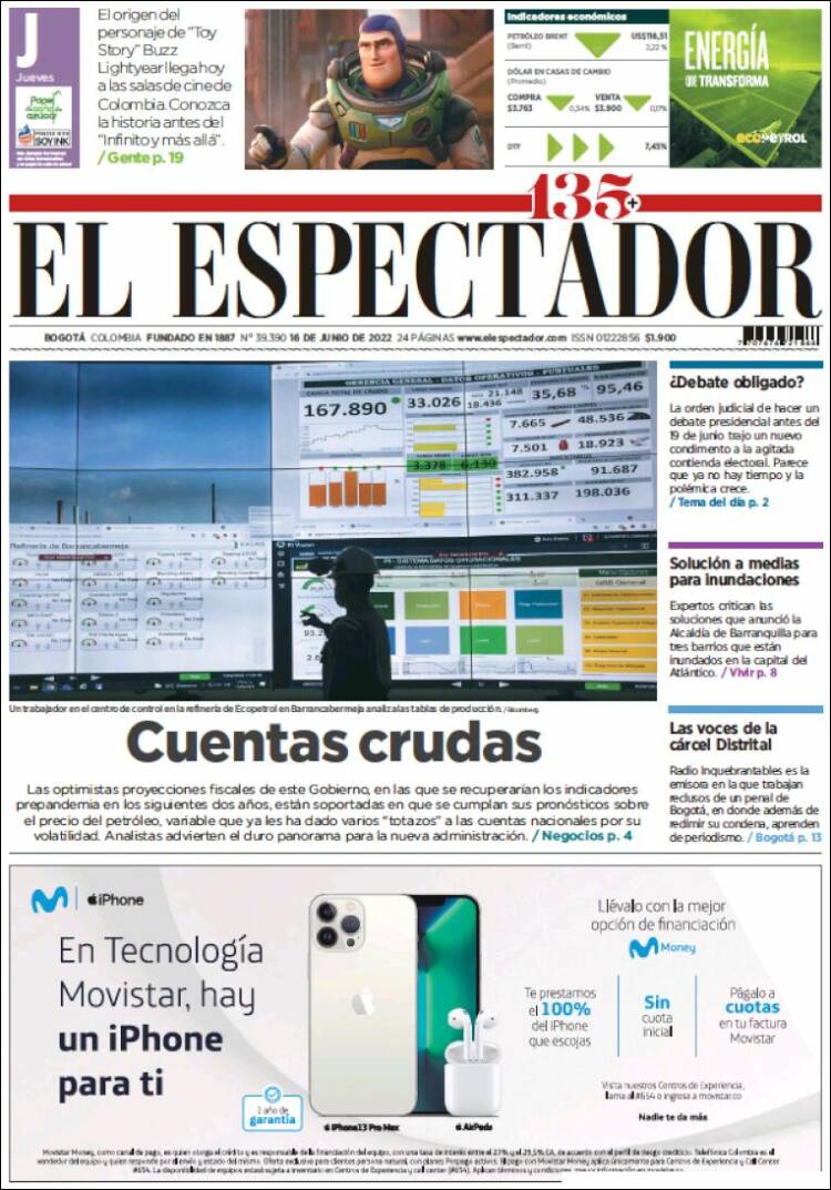 Portada de El Espectador (Colombia)