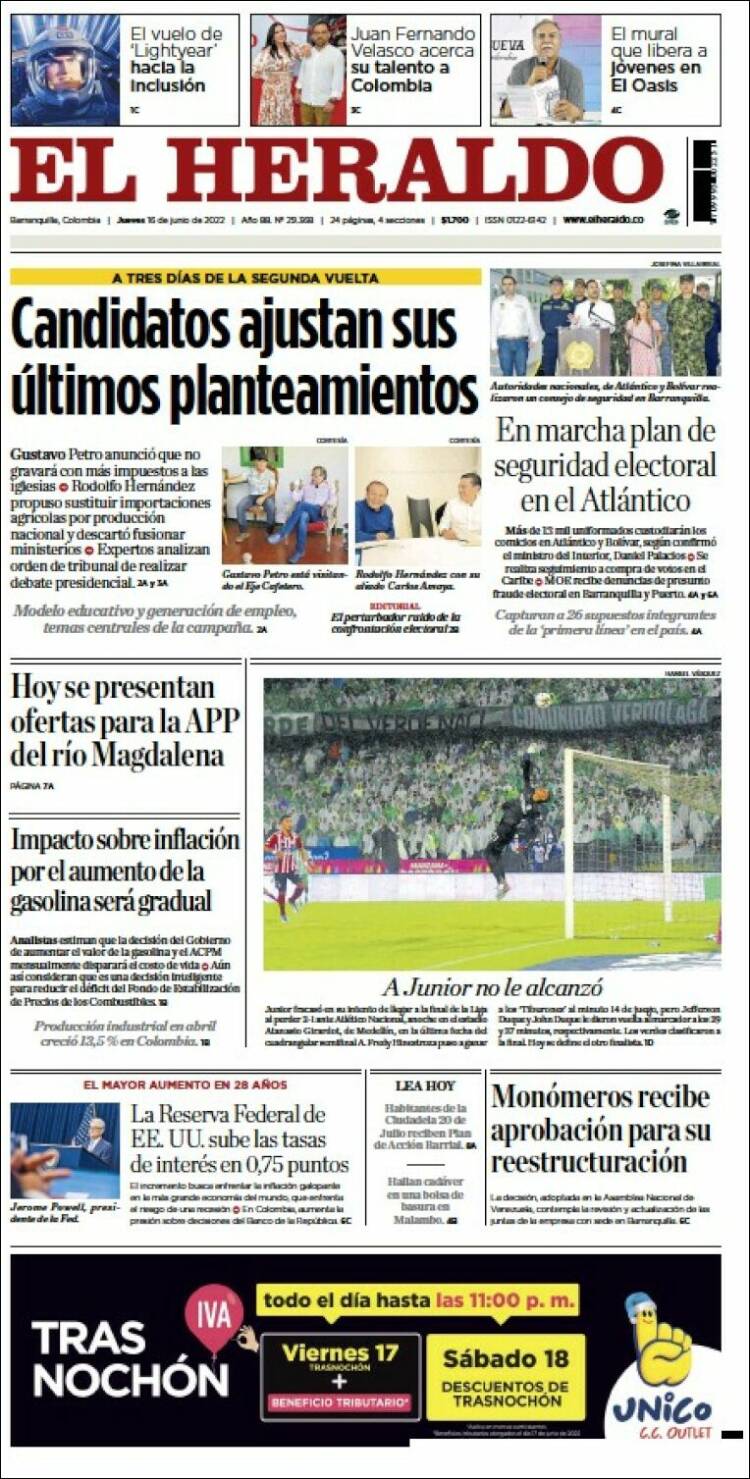 Portada de El Heraldo (Colombia)