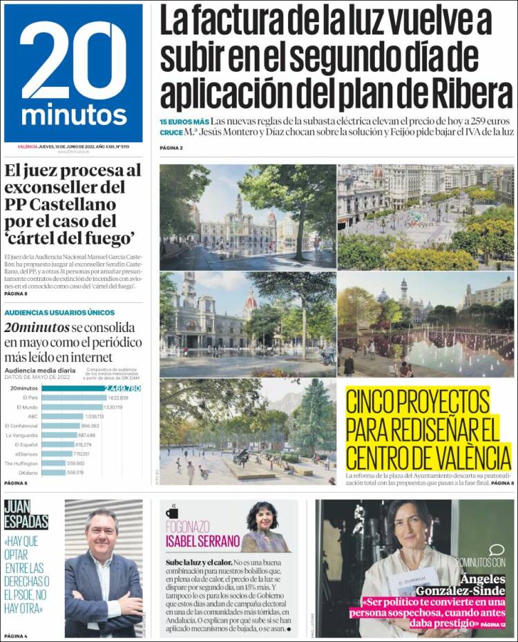 Portada de 20 Minutos - Valencia (España)