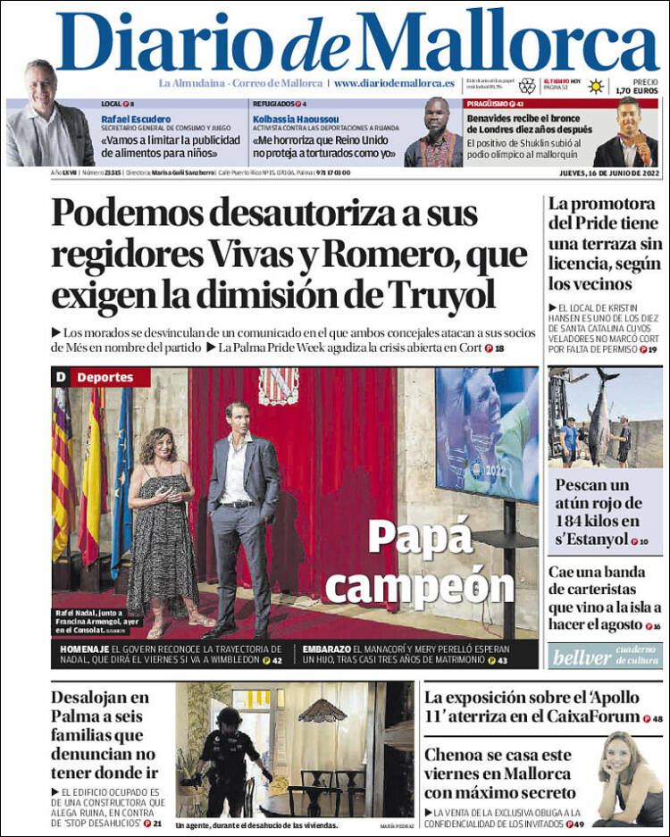Portada de Diario de Mallorca (España)