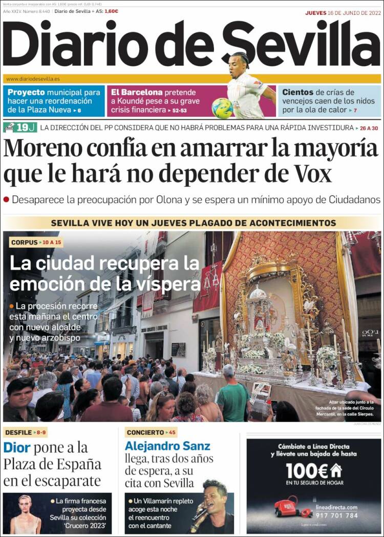 Portada de Diario de Sevilla (España)