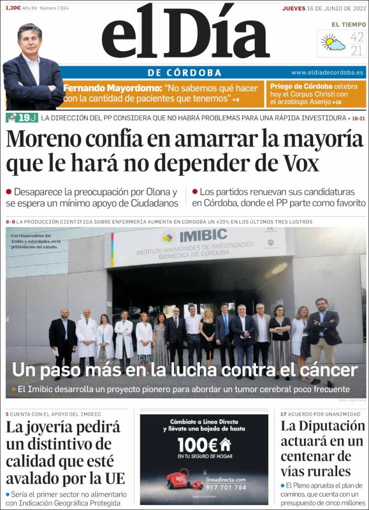 Portada de El Día de Córdoba (España)
