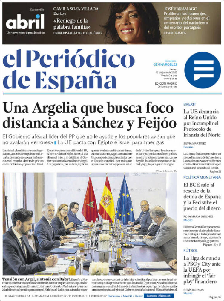 Portada de El Periódico de España (España)