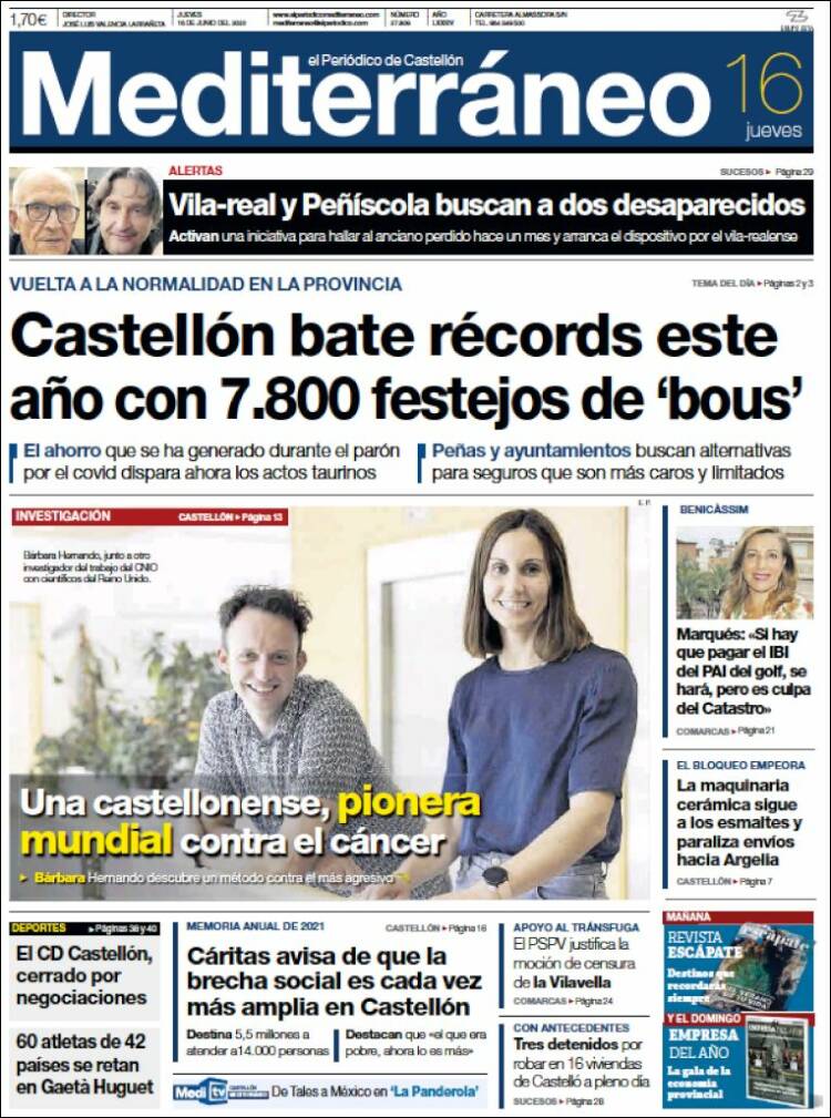 Portada de El Periódico Mediterraneo (España)