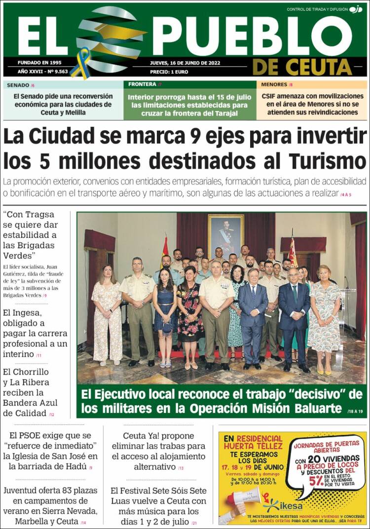 Portada de El Pueblo de Ceuta (España)