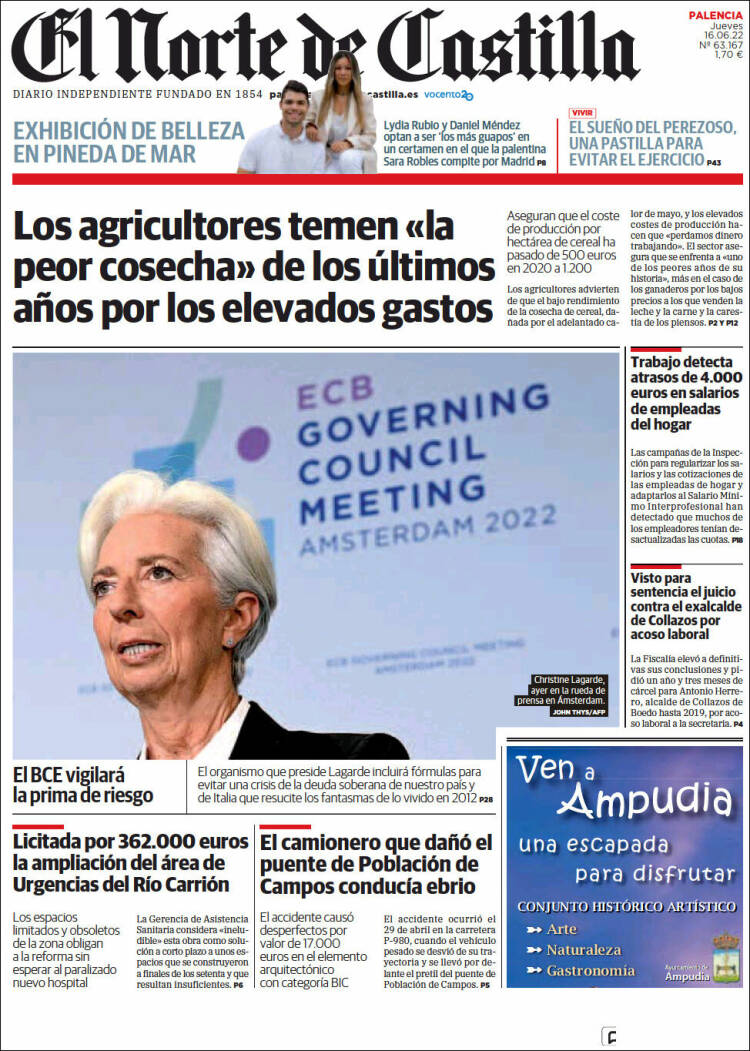 Portada de Norte de Castilla - Palencia (España)