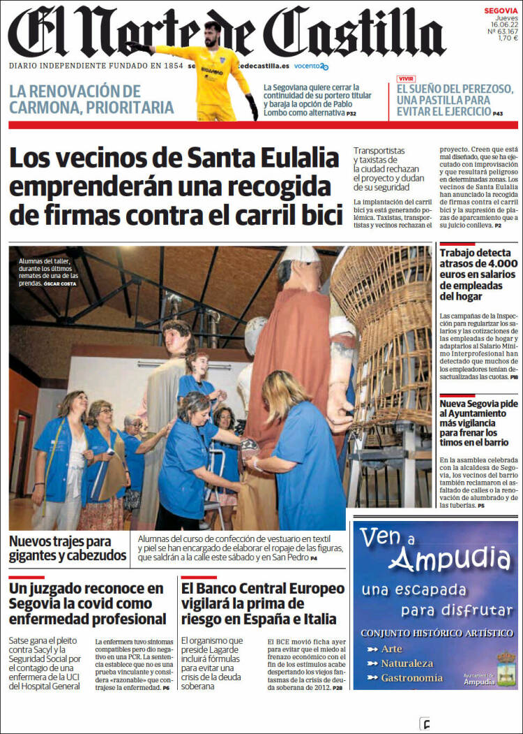 Portada de Norte de Castilla - Segovia (España)