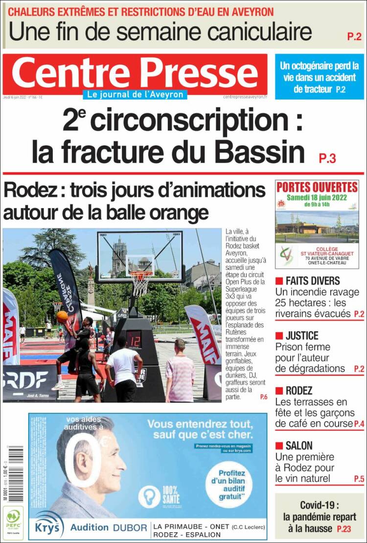 Portada de Centre Presse (Francia)