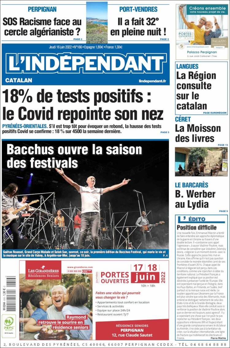Portada de Le Indépendant (Francia)