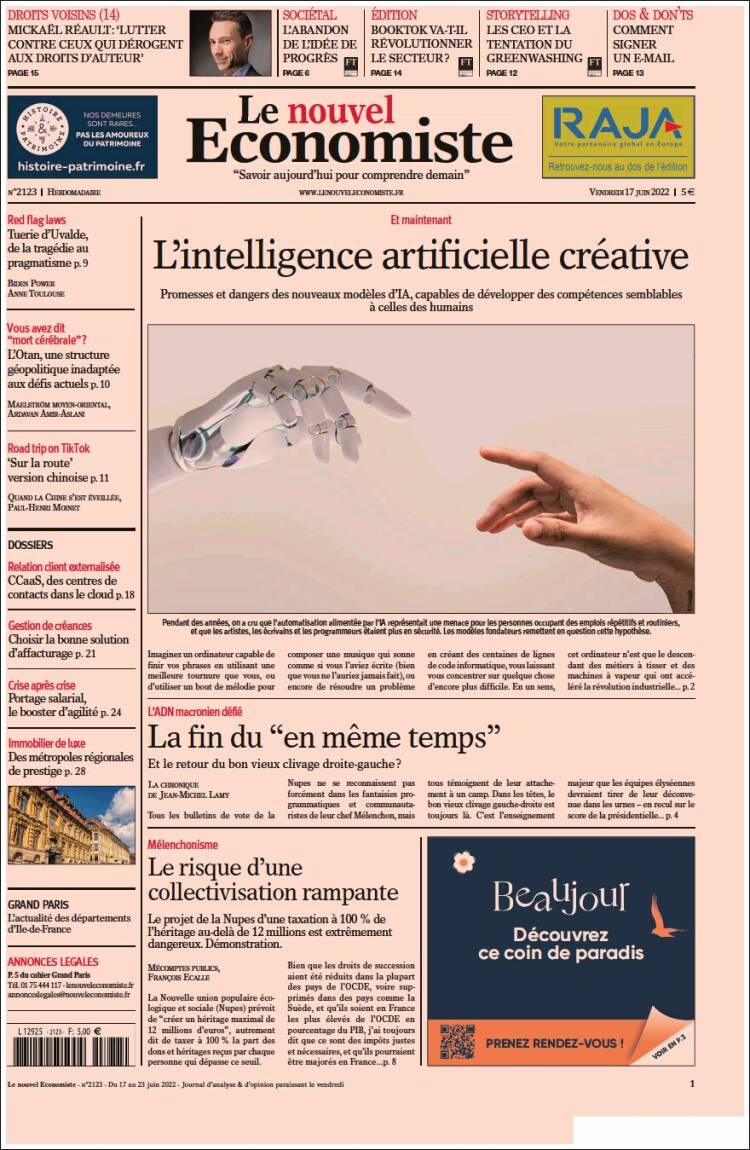 Portada de Le nouvel Economiste (Francia)