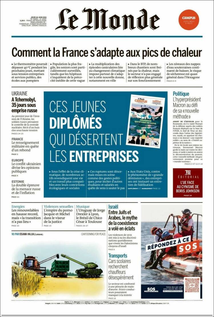 Portada de Le Monde (Francia)