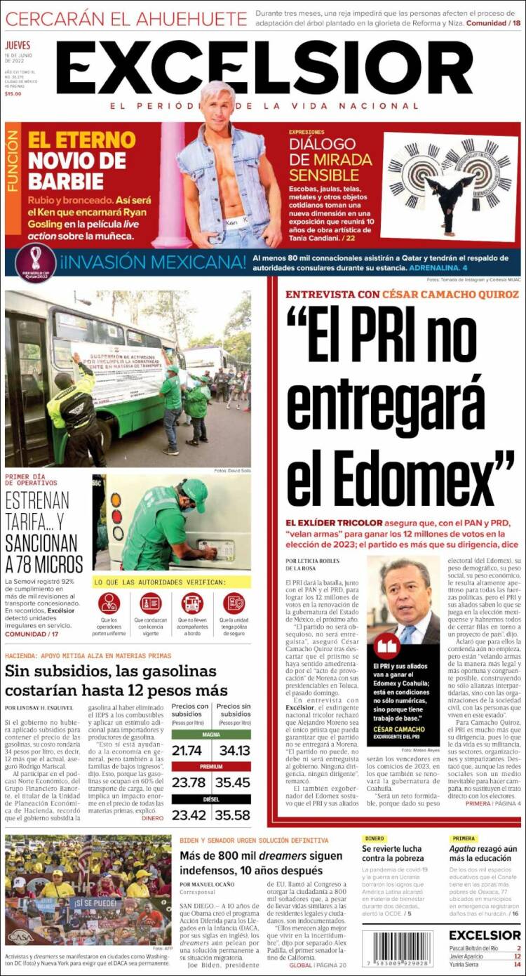Portada de Excelsior (M&eacute;xico)