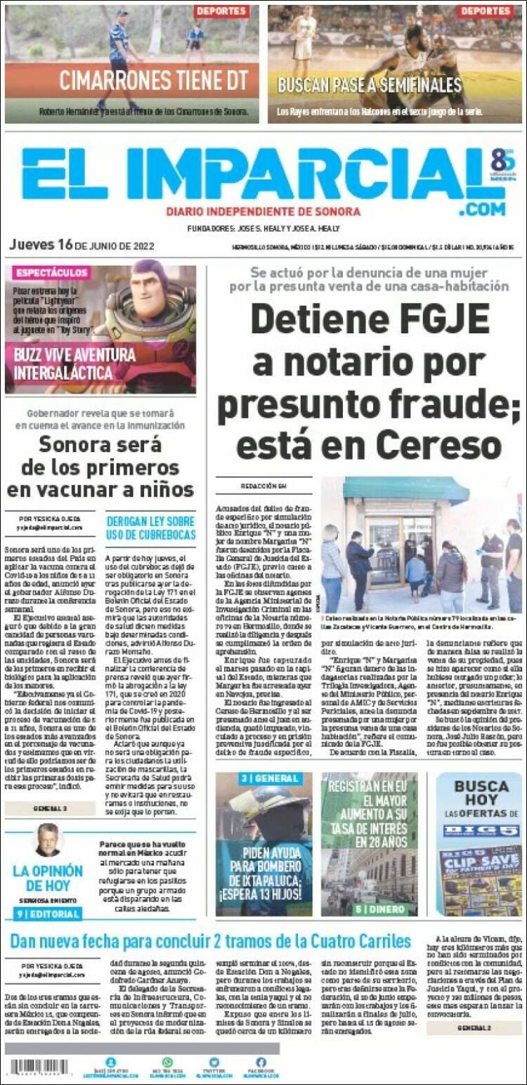 Portada de El Imparcial (M&eacute;xico)