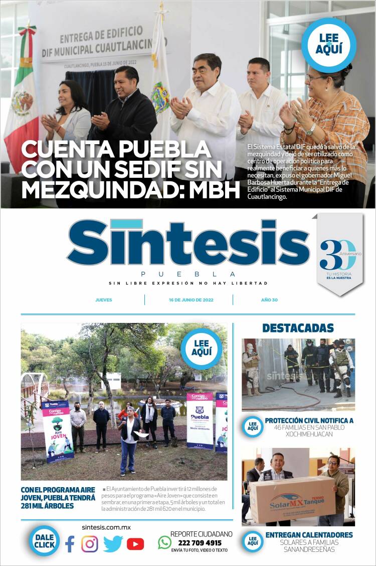 Portada de Síntesis - Puebla (M&eacute;xico)